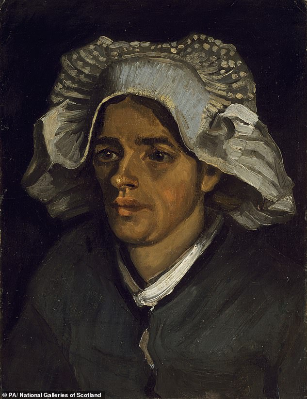 Secret treasure: Self-portrait of Vincent Van Gogh was discovered on the back of Head Of A Peasant Woman (pictured, the original painting)