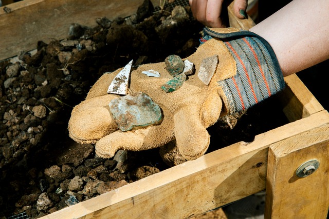 Fragments of glass and ceramics were discovered just outside New East, offering a glimpse into the past. (Photo: Carolina Alumni/Ira Wilder ’24)