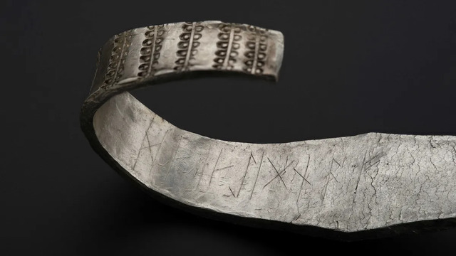 The runic inscription, now identified as an Old English form, seems to convey the powerful message, "This is the community's wealth." (Image credit: National Museums Scotland)