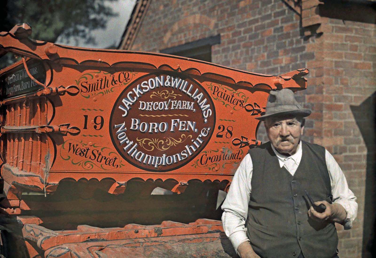 A Farmer’s Life in Lincolnshire – An informal portrait of a farmer with his horse and cart in Crowland, Lincolnshire—once a quiet rural scene, now the site of modern housing and recycling facilities.