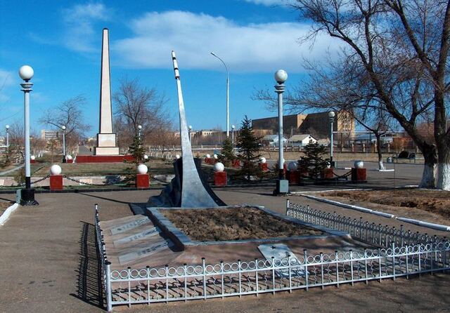 A solemn monument to the rocket scientists who tragically perished in the R-16 rocket explosion on October 24, 1960, at Baikonur Cosmodrome.