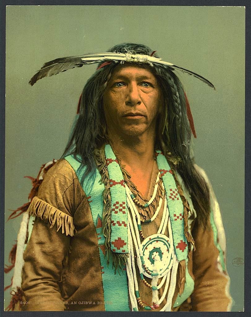 Arrowmaker, an Ojibwe man, skillfully crafting arrows in 1903. Photochrom print by the Detroit Photographic Co.