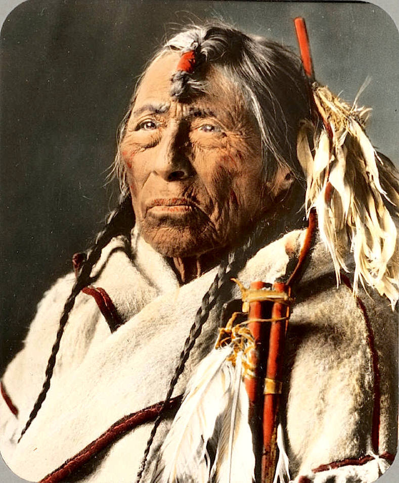 Cheyenne Chief Wolf Robe, immortalized in this color halftone reproduction of a painting based on a Rinehart photograph from 1898.