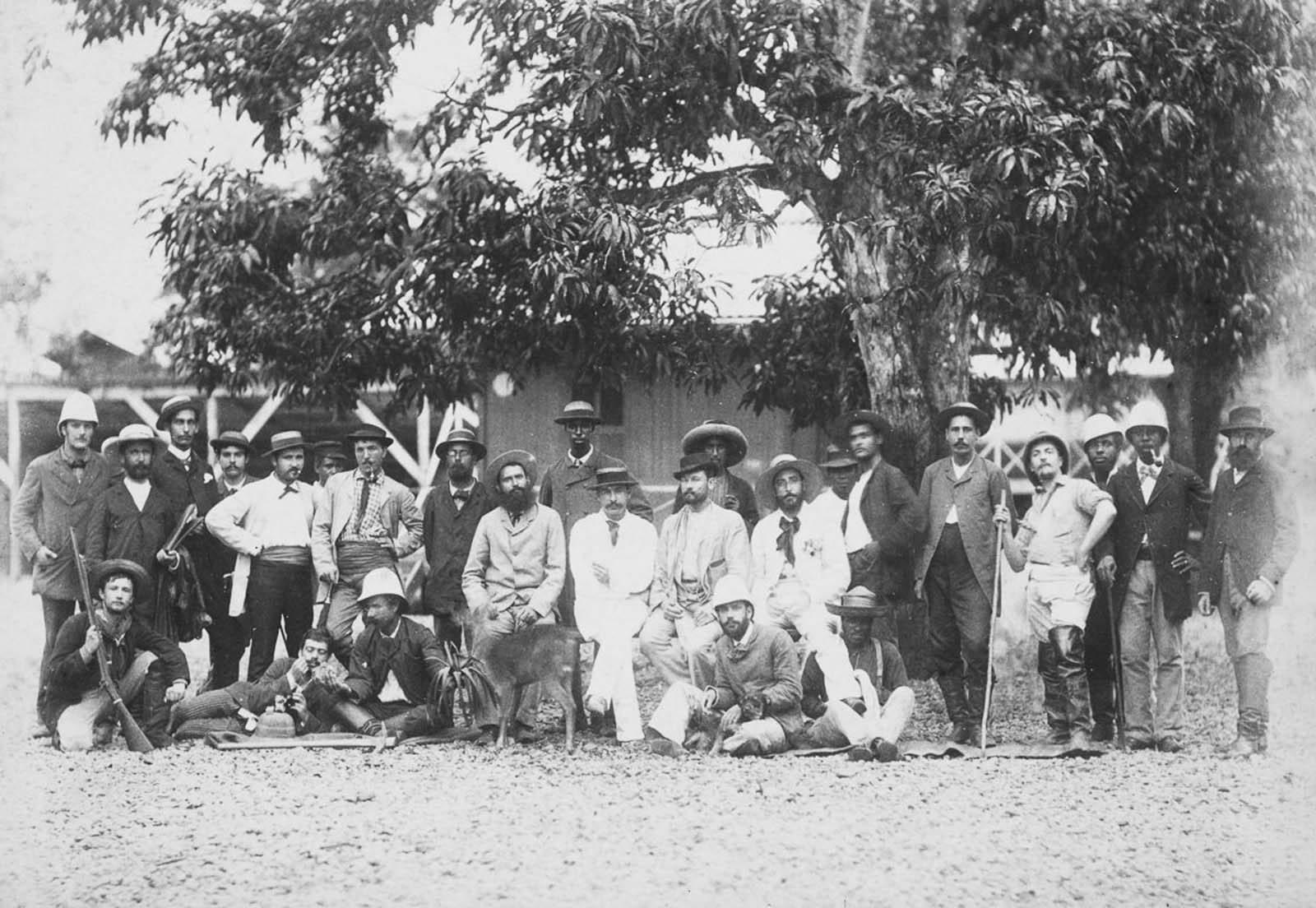 French engineers and workers from the Panama Canal Company pose for a photograph in 1885.