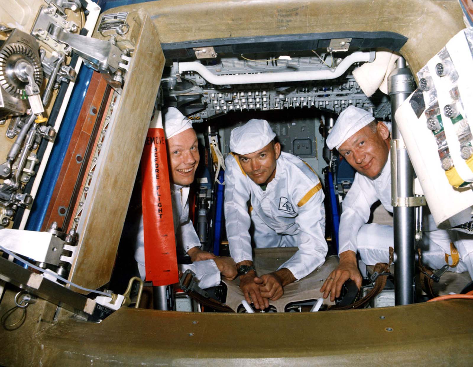 The Apollo 11 team participates in a full-scale walk-through egress test, ensuring they’re ready for any situation, June 10, 1969.