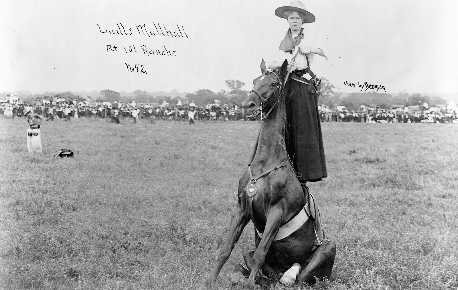 The Rodeo Queen – Lucille Mullhall, one of the first female rodeo stars, at 101 Ranch, Oklahoma, 1909.