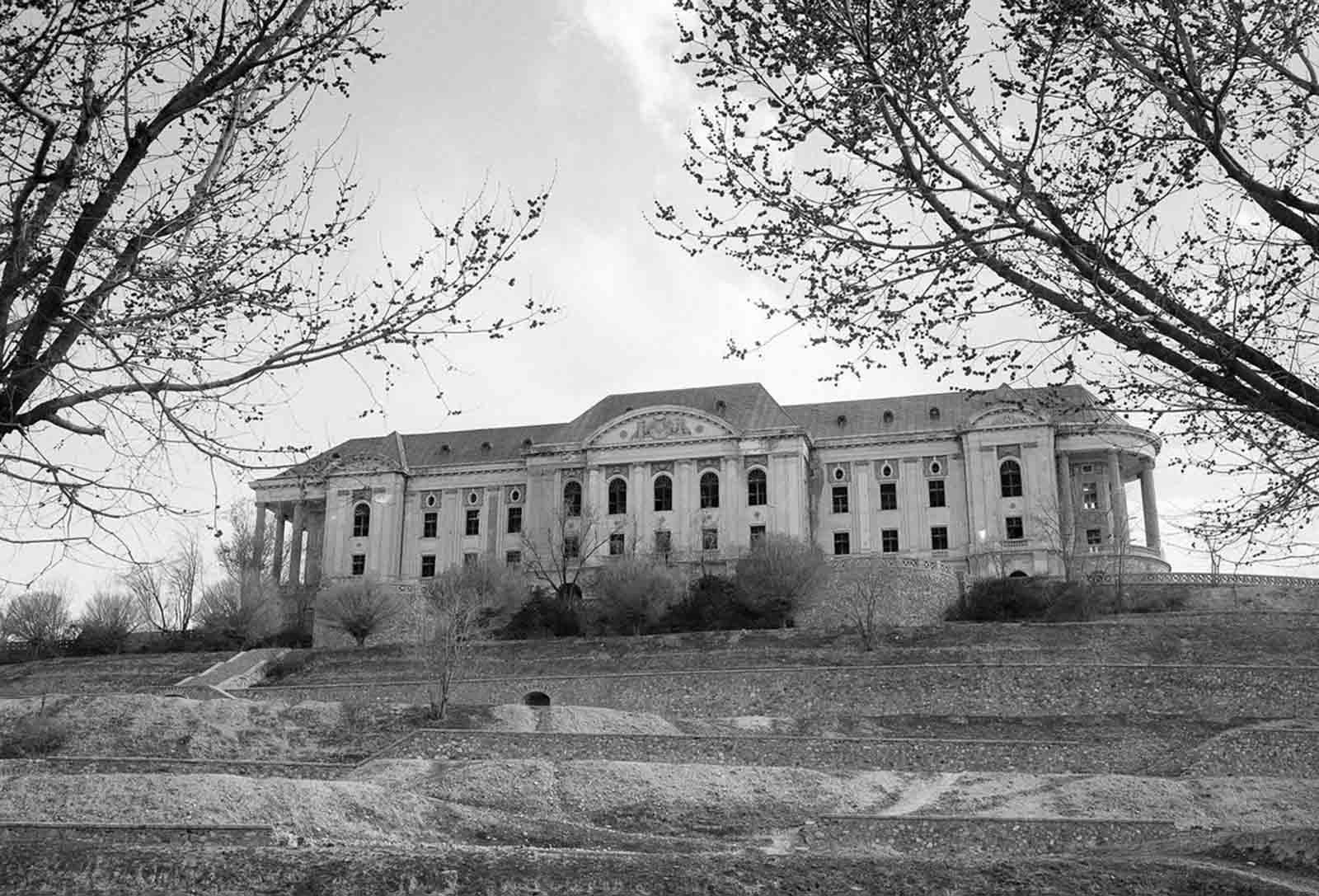 The grand Tajbeg Palace, once the royal residence of King Amanullah Khan, photographed in 1949.