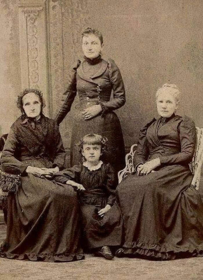 A captivating photo of multiple generations in a single image, 1880s.