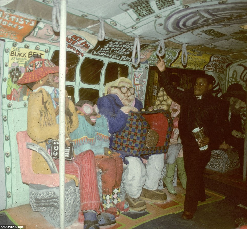 Artist Red Grooms created this striking walk-in sculpture titled "Subway," depicting New York's iconic train system, in 1976.