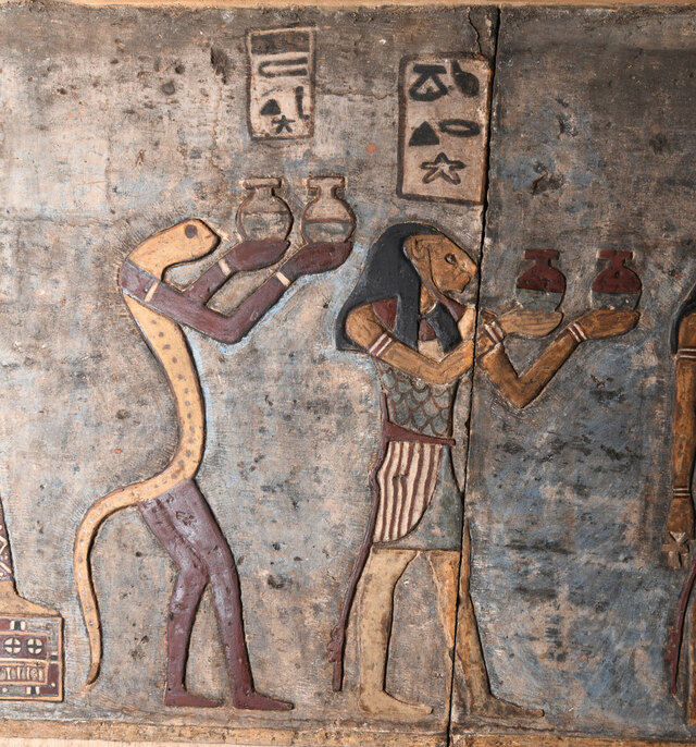 Other ceiling reliefs feature mysterious hybrid animal creatures called decans, which represent stars or constellations and were used to measure the 12 hours of the night.