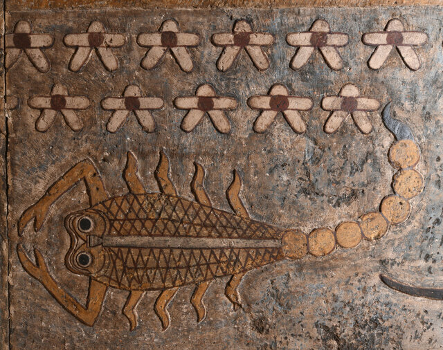 Scorpio, one of the 12 zodiac signs, graces the ceiling of the entrance hall.